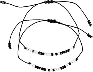 2 pieces delicate keystock code secret Message pearl bracelet adjustable black string bracelet letter card creative charming jewelry.. Shop from anywhere in Nigeria with DIAYTAR's extensive selection and budget-friendly shipping options.