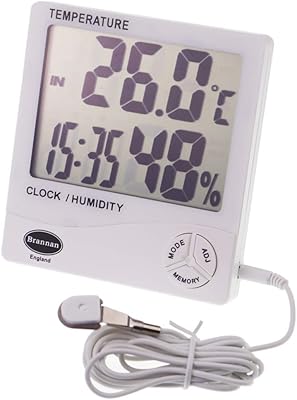 Brannan interior exterior digital thermometer, temperature clock and humidity monitor with large digital screen of 1 " - United Kingdom.. DIAYTAR NIGERIA: Where shopping is easy, prices are low, and delivery is just days away.