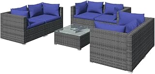 Vedaxl 7 -room garden furniture set with cushions, outdoor furniture for terrace, sofa, balcony, coffee table and terrace bench, gray polyrotin.. Experience the power of choice with DIAYTAR NIGERIA's extensive catalog and reliable delivery service.