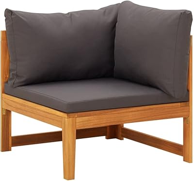 Fidaxl Acacia wooden corner sofa with dark gray cushions for outdoor patio, patio, balcony, lounge chair.. Shop for less and receive more with DIAYTAR NIGERIA's expansive e-commerce platform and nationwide delivery.