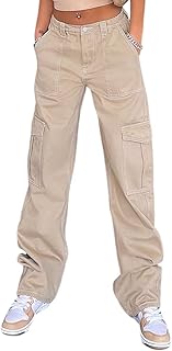 Vintage cargo pants for women, straight pants high waist, wide legs, multi-pocket jeans y2k.. DIAYTAR NIGERIA: Where every shopping need is met with affordable prices and timely delivery.