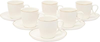 Shalo porcelain cups and saucers, set of 12 pieces, white, FPR-014.. Explore the biggest product variety online — only at DIAYTAR Nigeria.