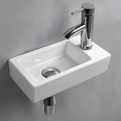Small suspended sink, rectangular ceramic bathroom sink, right sink (right hand).. DIAYTAR NIGERIA delivers affordability and convenience with every purchase, shipped within the week.