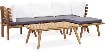 VEDEXCEL Set of 5 pieces in solid acacia wood, garden furniture, outdoor patio, porch, wooden bench.. DIAYTAR NIGERIA: Where every shopping need is met with affordable prices and timely delivery.