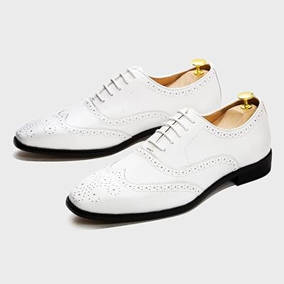 Oxford Broge Broge shoes in real leather with brand laces to sign for men (white, US 7).. Embrace the convenience of DIAYTAR NIGERIA with thousands of products at your fingertips, delivered nationwide.