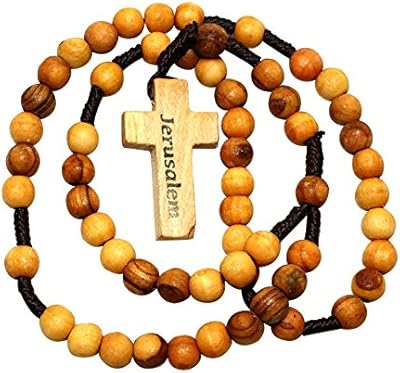 Round rosary in olive wood from the Holy Land, pendant Cross of Wooden Jerusalem.. Your ideal shopping companion, DIAYTAR NIGERIA offers unmatched variety with delivery within a week.