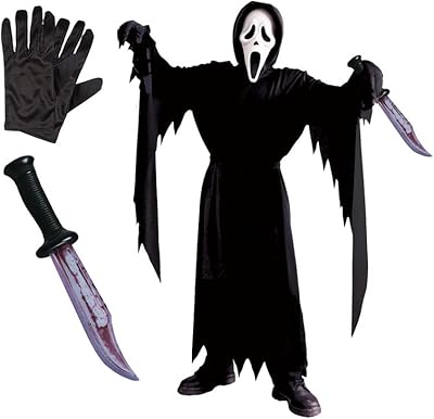 Under Official License My Illusions Ghost Scream Ghost Face Children's Costume + Knife + Gloves for Halloween boys.. Explore limitless products on DIAYTAR Nigeria — at the lowest prices.