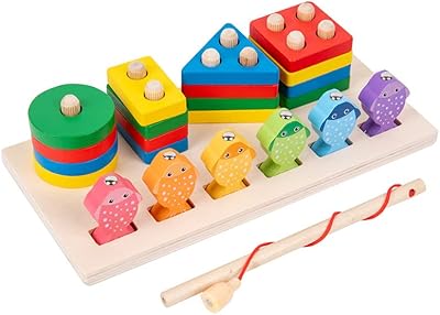 Montessori sorting in stackable wooden toys and magnetic fishing game.. DIAYTAR NIGERIA: Where shopping is easy, prices are low, and delivery is just days away.