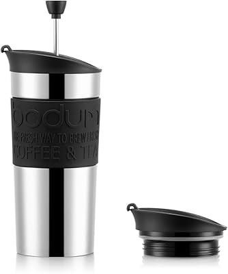 Bodum travel press in stainless steel, black, 0.35 L, K11067 01, BODUM, 350 ml.. DIAYTAR NIGERIA: Your trusted e-commerce partner with extensive product choices and affordable delivery.