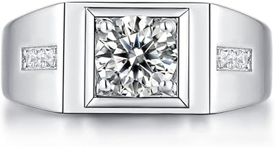 Tomophilic engagement ring for men in Sterling 925 1.0 carat Sterling, Solitaire Ring VVS DF Color, Round Ring of Round Moissanitis of 6.5 mm, Metal, Moissanite.. Shop with confidence at DIAYTAR NIGERIA, offering extensive product variety with nationwide delivery.