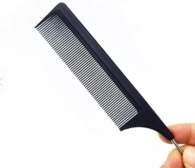 Plastic barber comb for haircut and hairstyle with stainless steel handle for all hair types.. Shop efficiently with DIAYTAR NIGERIA, offering thousands of products at unbeatable prices delivered promptly.