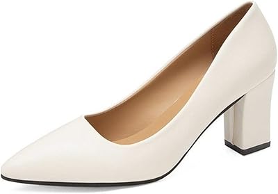Work shoes with pointed end and thick heel in classic leather in plain color with thick heel of 7 cm non -slip.. Shop with confidence on DIAYTAR Nigeria — quality products and timely delivery.