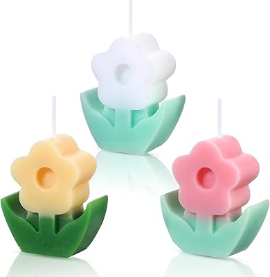 3 pieces of beautiful scented candles in the shape of an exquisite flower, funky candles in soy paraffin for wedding party gifts (pink, white, yellow).. DIAYTAR NIGERIA redefines convenience with our vast product selection and swift nationwide delivery.