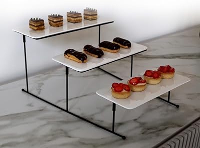 Service tray support at 3 Kichi S Premium levels - Food tray display and plates support - Perfect for aperitifs, desserts, cupcakes, cakes and desserts (white).. DIAYTAR NIGERIA: Revolutionizing accessibility to quality products at budget-friendly prices across Nigeria.