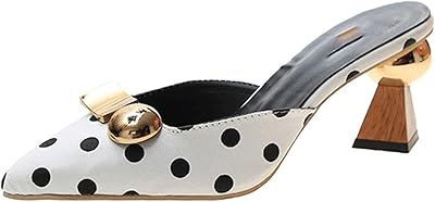 High heeled railboxes for women Hopeva Menthaels, with an elegant polka dot design and a pointed end, in black and white (size: 35).. DIAYTAR NIGERIA: Where smart shoppers find everything they need at prices they can afford.
