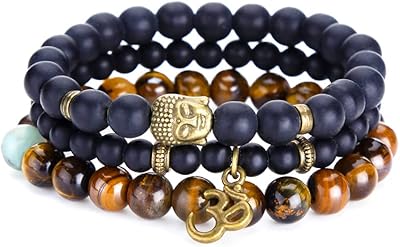 Set of 3 Bracelets of Pearls for Men Yellow Chimes (Multicolor, M), M, Pierre, without precious stones.. DIAYTAR NIGERIA: Where every Nigerian finds affordable products delivered within the week.