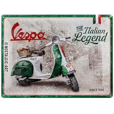 Vintage sheet metal plate, Vespa - Italian legend - Gift idea for scooter lovers, metal plate, vintage design for decoration, 30 cm x 39.7 cm.. Your ideal shopping companion, DIAYTAR NIGERIA offers unmatched variety with delivery within a week.
