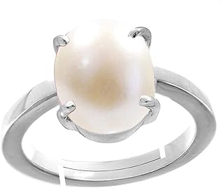 Ring adjustable in Sterling 925 silver with natural pearl of 5.56 carats for men and girls, pearl, sapphire, pearl, sapphire.. Experience shopping without compromise at DIAYTAR NIGERIA, with vast selection and quick delivery.