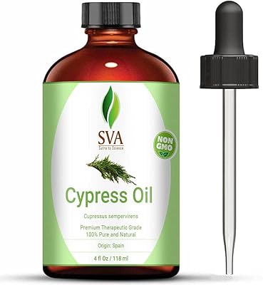 SVA organics cypress essential oil with droppings - 118 ml (100 % pure, natural and therapeutic for clear skin, hair growth and aromatherapy.. Your everyday shopping companion, DIAYTAR NIGERIA offers unbeatable value with nationwide delivery.