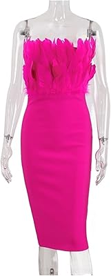 Zurdox women's dresses, feather dress for women, bare shoulders, packet of hips, feminine dresses, thin fashion, bare back, ladies (size: xl).. Click, pay, receive — DIAYTAR Nigeria makes online shopping seamless.