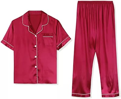 Silk pajamas for short -sleeved women and long pants.. Make shopping fun and stress-free with DIAYTAR Nigeria.