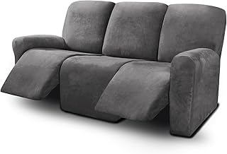 Tikor 8 pieces of stretch velvet rocking sofa covers for 3 reclining pillows, thick and soft furniture covers (dark gray).. DIAYTAR NIGERIA: Nigeria's answer to affordable online shopping with reliable 5-8 day delivery guarantee.