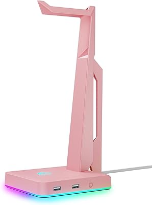 IFYOO RVB game helmet support with 2 USB ports, PC game helmet support, Xbox One, PS4, switch, headphones, ideal for game stations, fancy office accessories for players, pink.. Looking for great deals without compromising on quality? DIAYTAR Nigeria brings you thousands of top products at affordable rates, delivered straight to your doorstep.