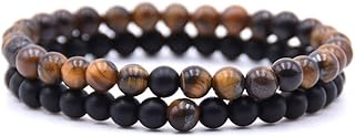 Women's bracelet Christmas jewelry for men energy elastic rope Elastic Bracelets Pair Pearls Natural lava stone rosary 6mm.. Online shopping made simple and affordable — DIAYTAR Nigeria.