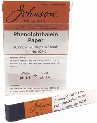 Phenolphthalein paper Johnson, 029.1, pH 8.4 to 9.6, 200 bands/package.. Your ultimate shopping destination, DIAYTAR NIGERIA combines extensive selection with affordable shipping.