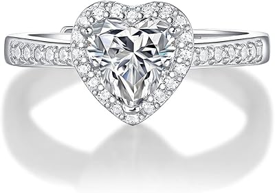 Tomofile Women's Diamond Ring, Sterling Silver Heart Form Ring, Woman Engagement Ring, Sterling Silver Ring with Gift Box for Valentine's Day Gift, Metal, Moissanite.. Need something fast? Order it now from DIAYTAR Nigeria.