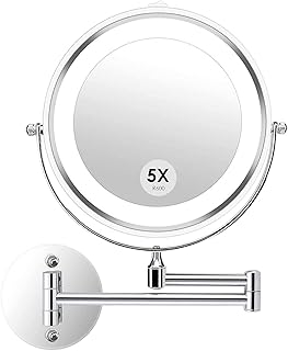 Wall makeup mirror with LED lights with variable intensity, rechargeable tactile shaving mirror 5 times with AA battery for hotel, bathroom, dressing table.. DIAYTAR NIGERIA combines affordability, variety, and convenience with nationwide delivery services.