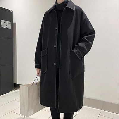 Black autumn coat for men, long-style men's fashion for men, Korean streetwear, oversized wind-winding jacket for men.. Shop smart, shop DIAYTAR - Nigeria's most affordable e-commerce platform with nationwide delivery.