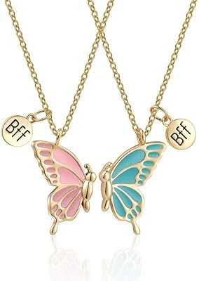 Necklaces Best Friends In Papillon Enamel, Friendship Collar Best Friends For Teenage girls Women Birthday Gift Best Friend, Metal, Without Precious Stones.. Shop smart with DIAYTAR NIGERIA, offering a vast product range delivered to your doorstep within a week.