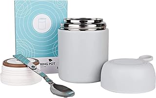 Warm-based stainless steel stainless meal container of 17 oz for children and adults with spoon for the school, the office, the picnic, the trips, the campsite (gray).. DIAYTAR NIGERIA: Where quality products become affordable with our nationwide shipping service.