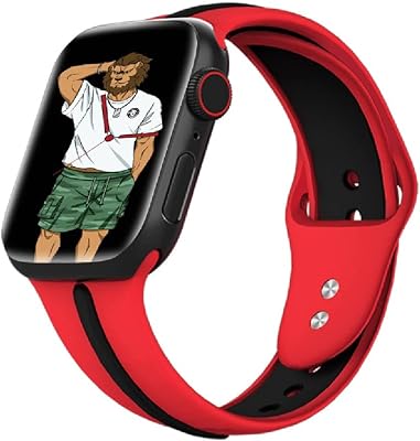 Green Lion Lion watch bracelet Compatible with Apple Watch 1/2/3/5/6/7/8/SE - 38/40/41 mm, Red/Black.. Discover a world of affordable shopping with DIAYTAR NIGERIA's vast marketplace delivered to you in days.