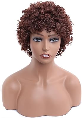 Short black wig for black women, complete black synthetic wig without frontal lace, African cropped African wig 6 inch brown.. DIAYTAR NIGERIA: Connecting every Nigerian with quality products at prices everyone can afford.