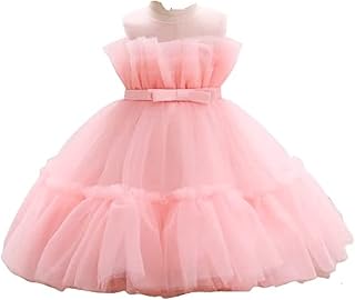 Mesh dress for babies girls and teenagers with knot on the front and ruffled hem for wedding party, light pink, pink shrimp.. Discover why millions choose DIAYTAR for affordable online shopping with delivery in just 5-8 days.