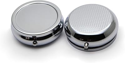Small Round Portable Silver Metal Puril with 3 compartments for travel and use.. Your budget-friendly online marketplace, DIAYTAR NIGERIA delivers a world of products in just 5-8 days.