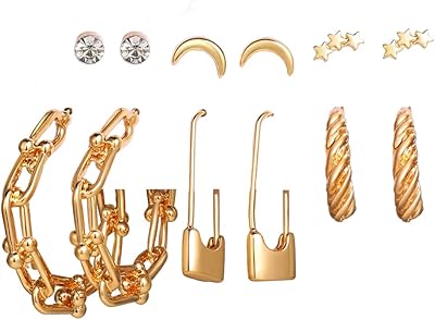 Set of 5 pairs of Western Yellow Yellow Chimes for women and girls, gold.. Your go-to destination for affordable online shopping, DIAYTAR NIGERIA delivers in under 8 days.