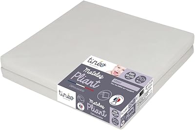 Foldable child mattress Teneo, 2 parts, 60 x 120 x 4 cm, extra bed, removable, anti-abacian, antibacterial, anti-movi, made in France, light gray, 595400, for young children.. DIAYTAR NIGERIA brings affordable shopping to every Nigerian home with delivery in just 5-8 days.