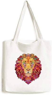 Canvas tote bag with stitching of colored lion animals, provisions bag, relaxed handbag.. Experience retail therapy without the financial stress at DIAYTAR NIGERIA's affordable e-commerce platform.