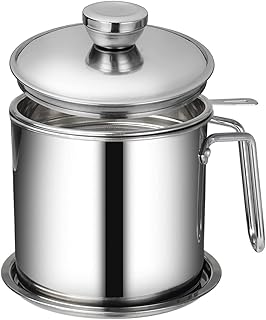 Pot of oil filter in 1.4 l stainless steel for oil storage with fine mesh colander, anti-dust cover and non-slip board, suitable for storage of frying and cooking oil.. DIAYTAR NIGERIA: Where every purchase is affordable and delivery is always within a week.