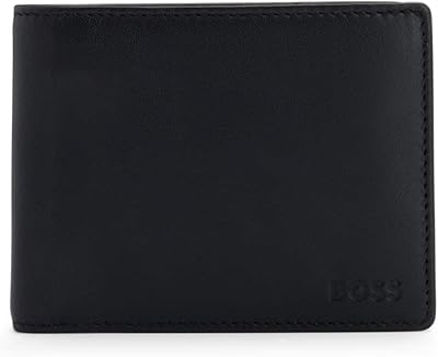 Boss leather wallet for men with embossed logo and currency pocket, black 1, single size, modern.. From office supplies to fashion — DIAYTAR Nigeria brings it fast.