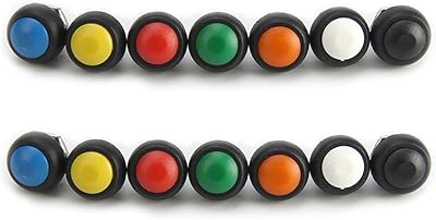 12 mm waterproof push button, switch/momentary on/off without locking, 14 green package, white, red, black, yellow, blue, orange.. DIAYTAR Nigeria offers great deals, a huge product variety, and delivery in under a week.