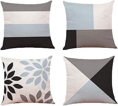 Linge 4 pieces Rustic cotton and linen cushion cover for the house, fine and unique square pillowcase for the office, the wedding, the house (45 x 45 cm).. DIAYTAR NIGERIA: Your trusted e-commerce partner with extensive product choices and affordable delivery.