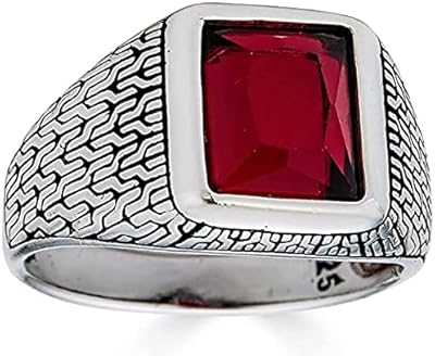 Silver sterling 925 massif - ring with precious ruby ​​stones for men - ideal as ear ring or signetry sizes 7 to 13.. Explore fashion, tech, home goods, and more on DIAYTAR Nigeria — always affordable, always fast.