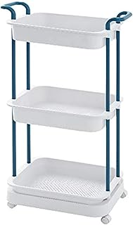 Multifunctional swivel storage trolley at 3 levels with mesh handles and wheels, easy to assemble for bathroom, bedroom, kitchen, desk (blue + white).. Discover why thousands choose DIAYTAR NIGERIA for affordable products delivered in less than a week.