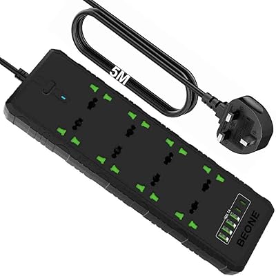 B1 to 8 -way power cord with 4 USB ports and protection intake adapter against 2PD T28 overvoltages (black, 5 meters).. DIAYTAR NIGERIA: Your one-stop e-commerce destination with affordable prices and nationwide delivery in 5-8 days.