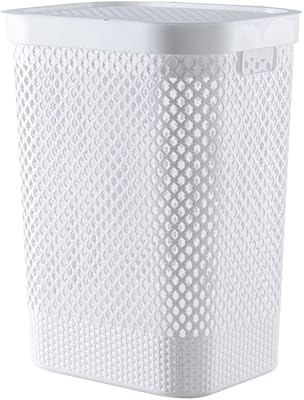 65 -liter plastic laundry basket with hollow handles, plastic clothes basket with lid to store dirty clothes, bathroom, bedroom, closet, white.. Experience the convenience of online shopping with DIAYTAR NIGERIA's reliable 5-8 day delivery service.