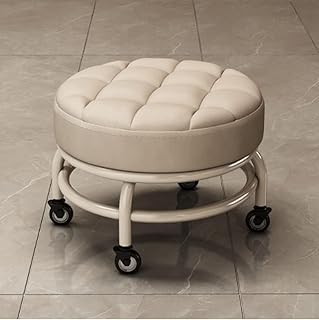 Pivoting bass chair The White Shop with 360 degree wheels, swivel chair with 5 universal swivel wheels, roller chair with PU leather cushion for home, beige beige.. DIAYTAR Nigeria: Where affordability meets speed and quality.